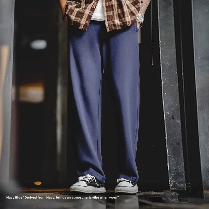 Men's casual air layer sweatpants in gray polyester, loose straight-leg elastic waist design