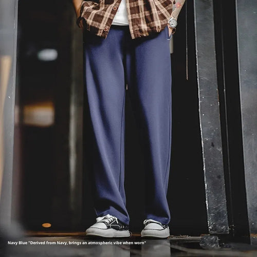 Men's casual air layer sweatpants in gray polyester, loose straight-leg elastic waist design