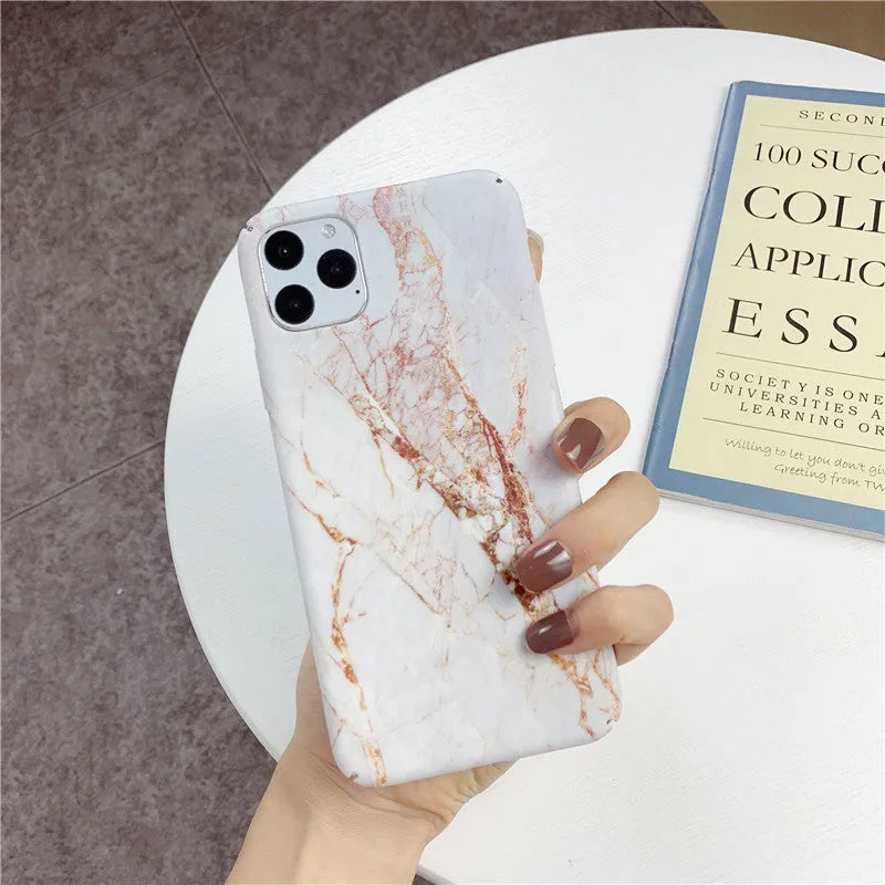 PC marbled back cover phone case with geometric water paste design in style 1 for iPhone