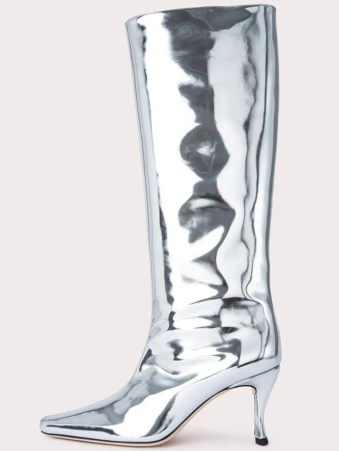 New style square head cowboy boots for women in microfiber, black colour, low heel, western style