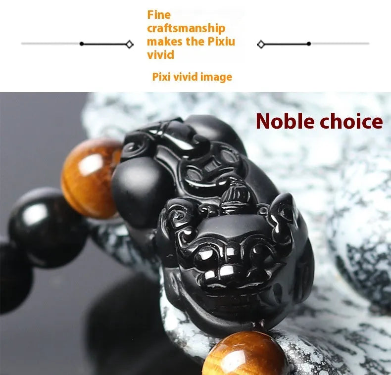 Mexico Gold Sheen Obsidian Pi Xiu Bracelet unisex black crystal bracelet with 10-16mm beads