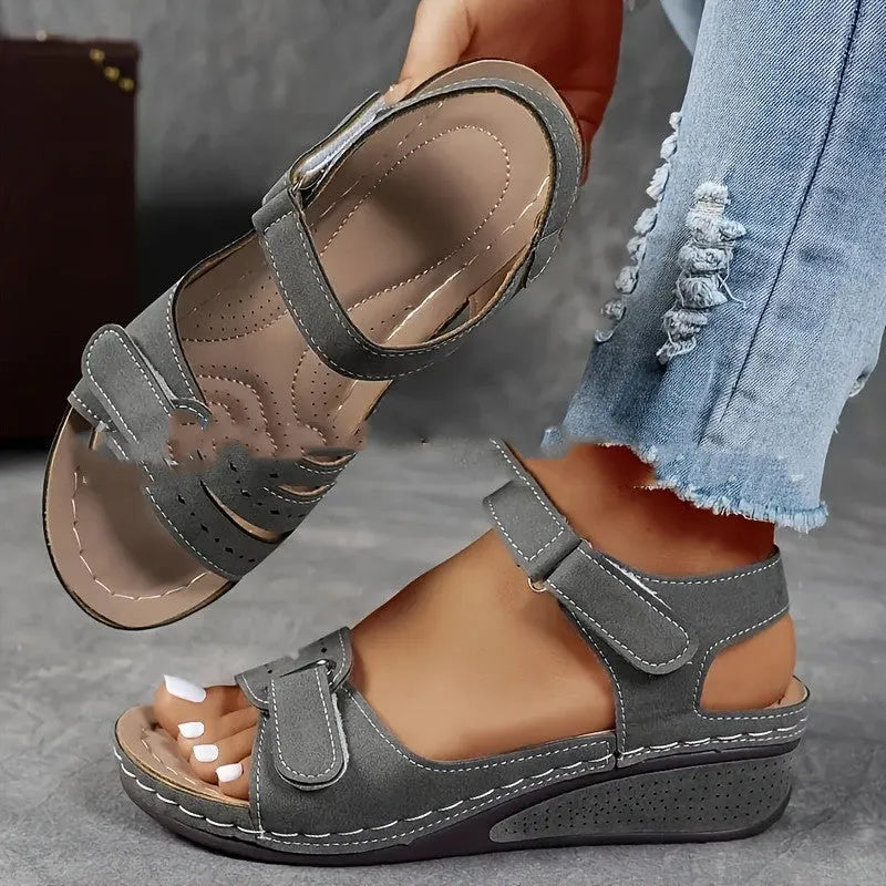 Thick bottom strap sandals with Velcro fastening in multiple colour options