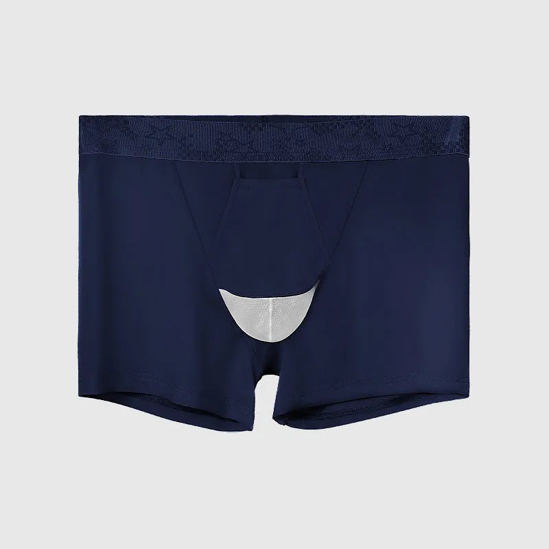 Men's ice silk nylon sports briefs in multiple colours with mid-waist design