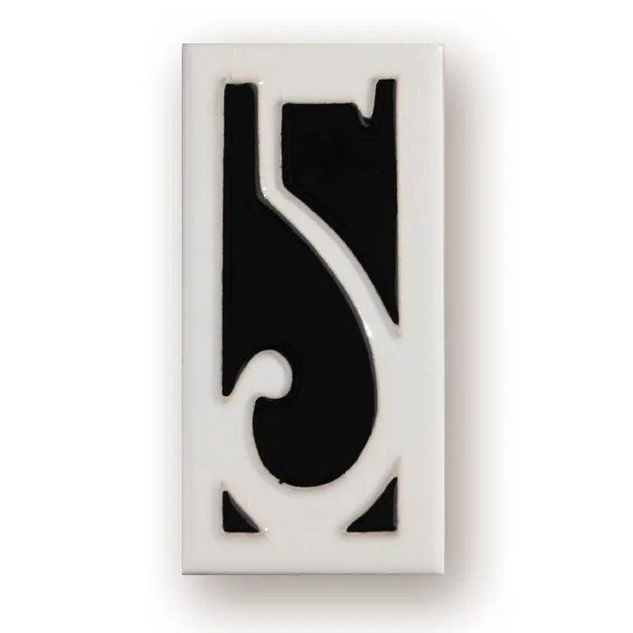 Handmade retro-style enamel ceramic doorplate number measuring 76mm by 152mm