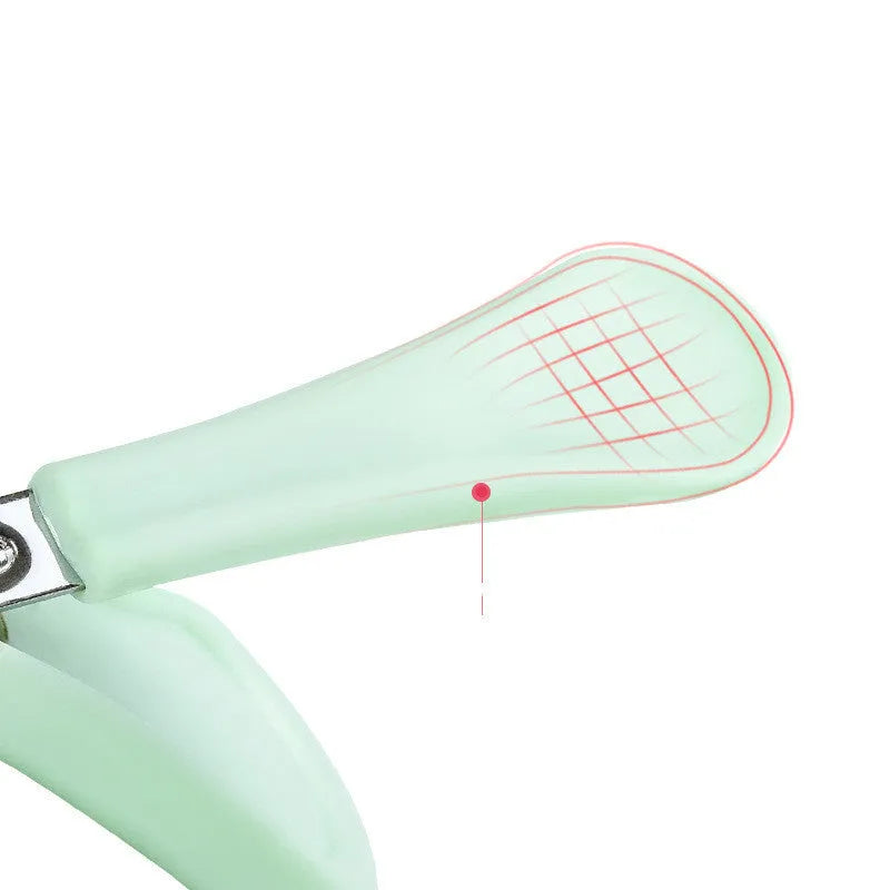 Obeini baby nail clippers with anti-splash design, plastic construction, green