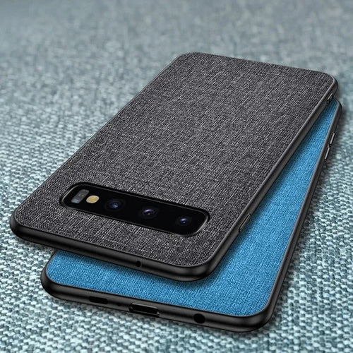Canvas-style phone case for Samsung Galaxy S series in assorted colours