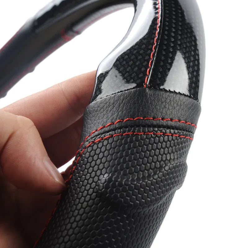 Willow leaf massage non-slip car steering wheel cover in PU leather, photo colour, 38cm universal fit