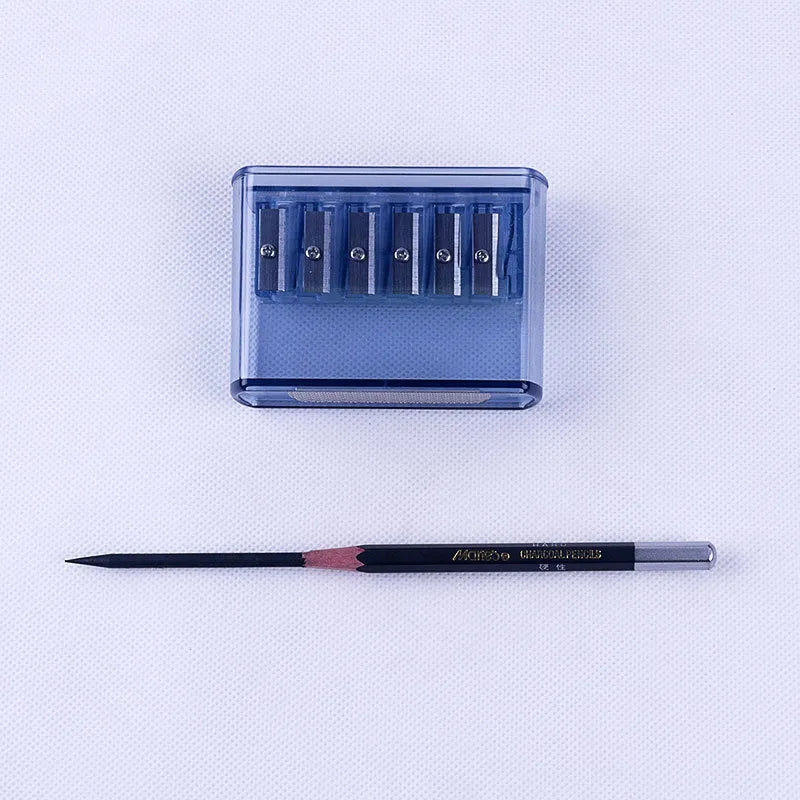 Manual pencil sharpener model LK06 with six holes in ABS plastic body, blade included