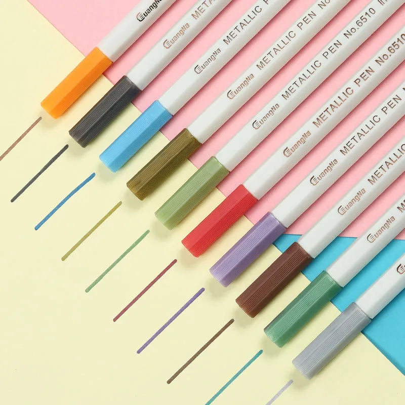 Metallic marker pen set with plastic barrels for card making and stationery projects, available in multiple colour boxed sets
