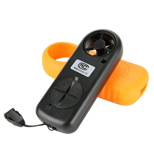 Biaozhi orange digital portable wind speed meter anemometer held in hand