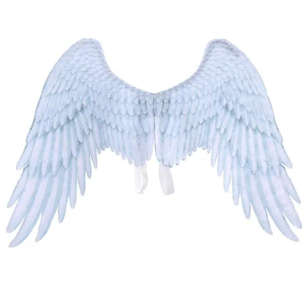 3D angel wings in non-woven fabric, white colour, for kids Halloween costume with elastic shoulder straps