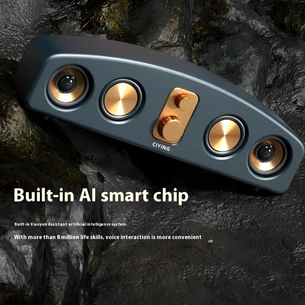 Retro portable Bluetooth speaker with wood grain water transfer print finish, 5W output, and USB power