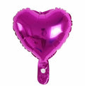 Five peach heart-shaped aluminium foil balloons in metallic colours for party decoration