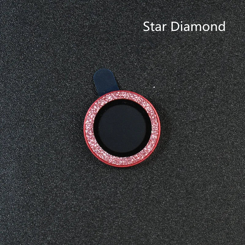 Diamond pattern tempered glass lens protector and aluminium ring for iPhone 12 and 11 models