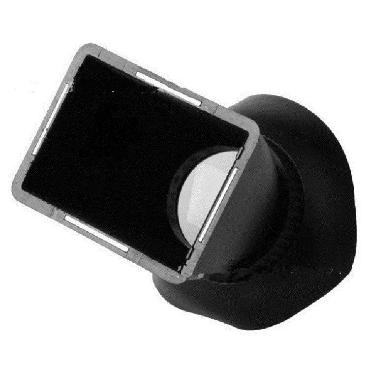 Black camera LCD viewfinder with 2.8x magnification and magnetic mount shown on a DSLR.