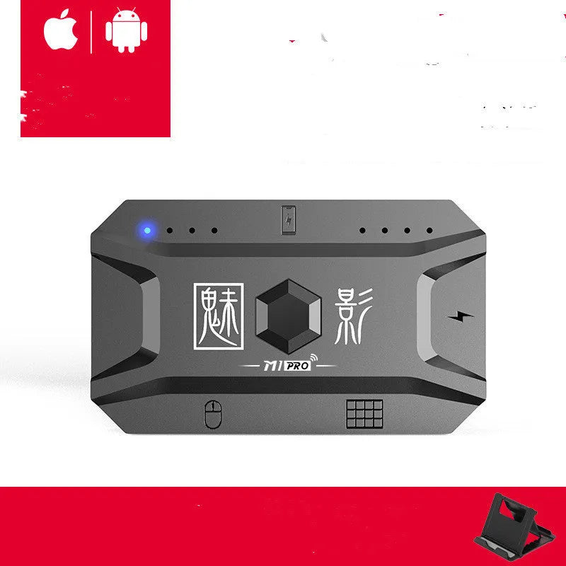 Mobile gaming keyboard mouse converter in grey ABS plastic for Android and Apple devices