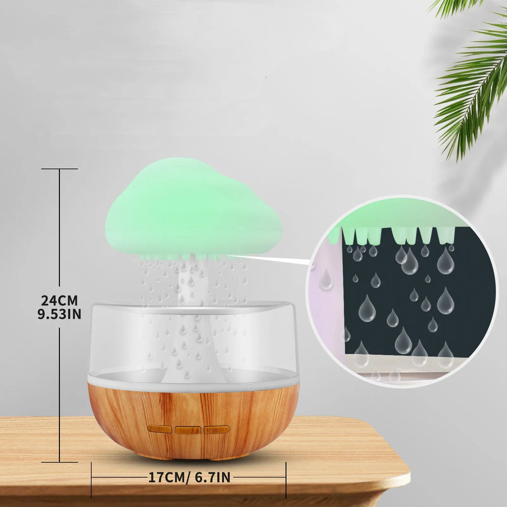 White cloud-shaped humidifier with colour changing lights and aromatherapy diffuser