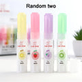 Two fruit-printed jelly solid glue sticks showing random colours and compact 8.5 cm size