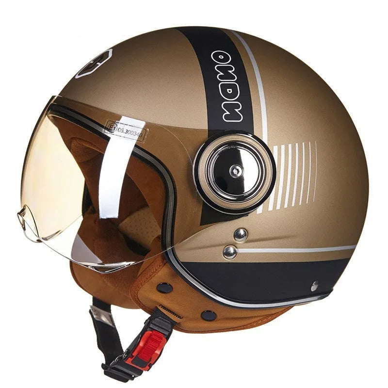 Retro style half helmet for battery cars in bright two-tone colour with lightweight ABS construction