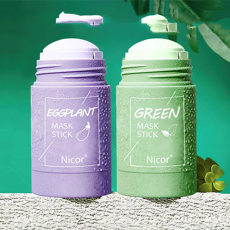 Green tea mud mask clay stick in solid paste form for deep cleansing