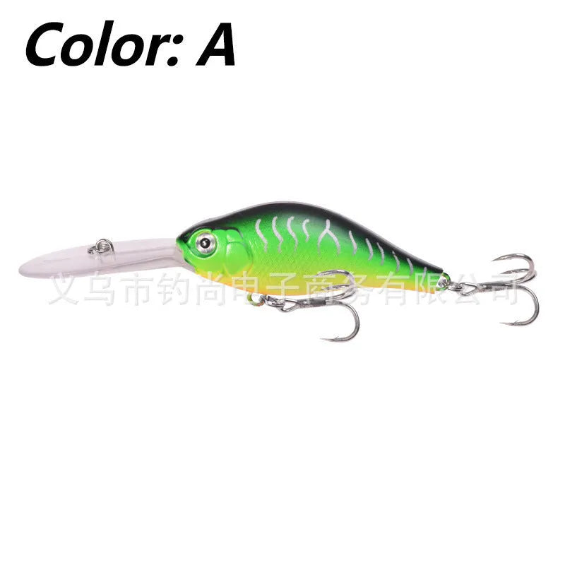 10.5cm deep diving hard fishing lure with a long tongue board, shown in Colour A.
