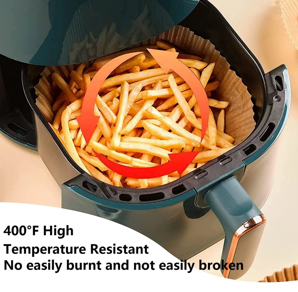 Pack of 50 round white disposable paper liners for air fryers and ovens