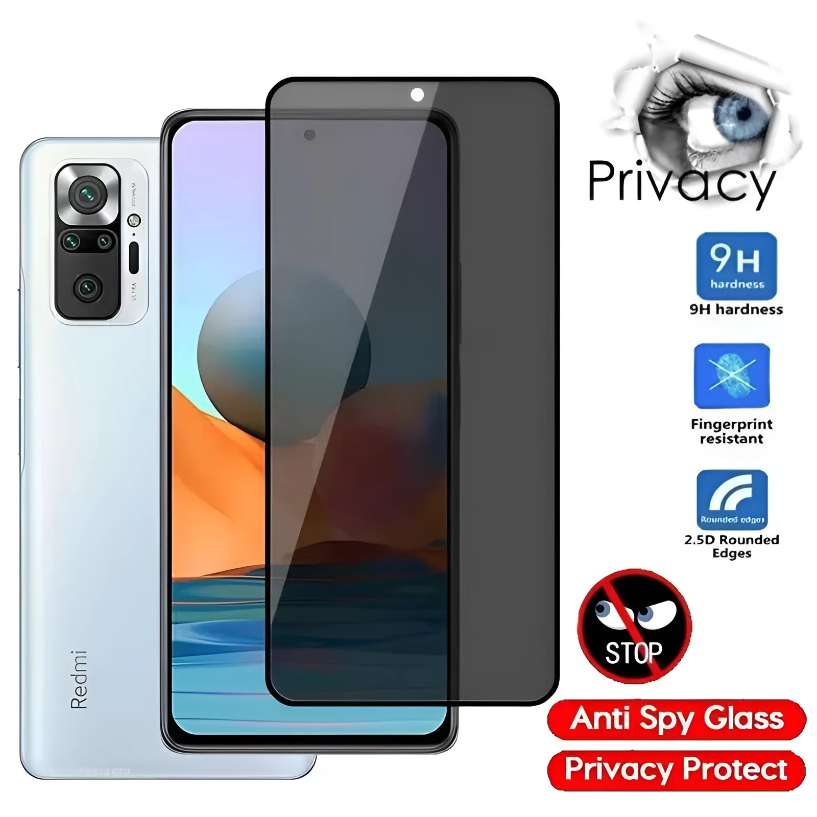 Xiaomi smartphone privacy screen protector with anti-spy protection for Poco and Redmi Note models