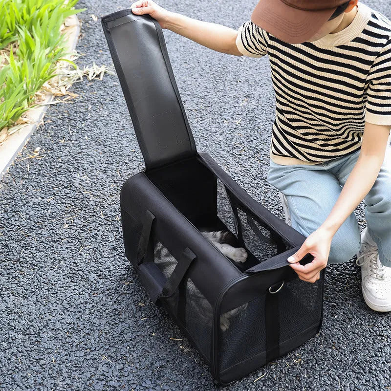 Pet carrier bag Oxford cloth portable travel for dog cat breathable foldable black grey blue purple sizes