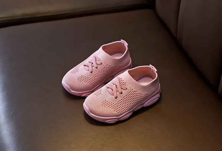 Children's fabric slip-on shoes with non-slip rubber soles in white, black, pink or grey colours