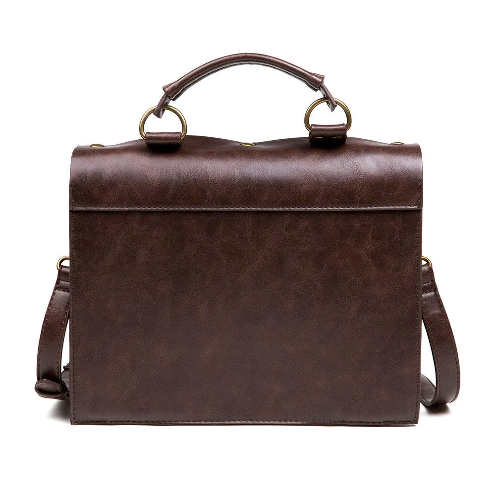 Bronze steampunk industrial retro style shoulder bag with horizontal pillow design and metal decorative elements