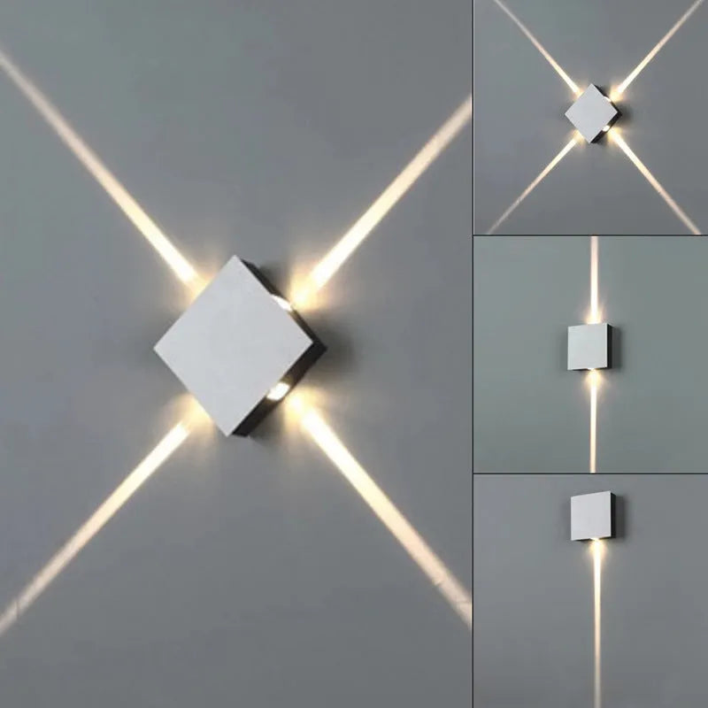 Square and round modern LED wall light with aluminium body and iron lampshade