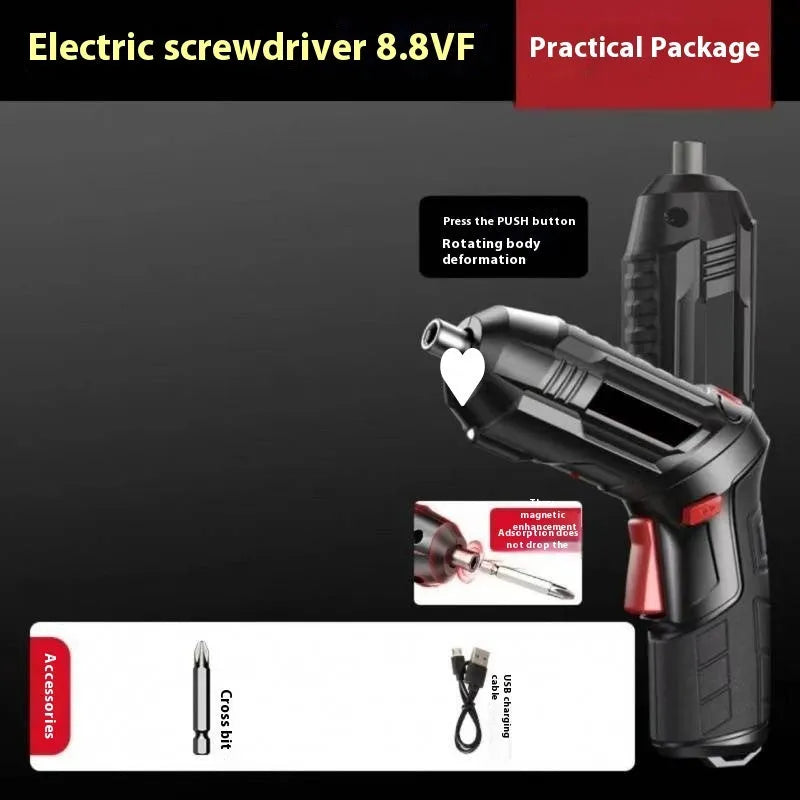 Compact electric screwdriver with pistol grip design and lithium battery charging
