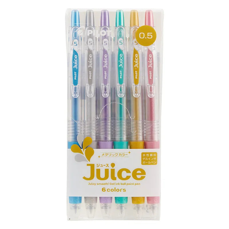 Direct Juice Baiguole 0.5mm gel pen showing metallic, tender, and conventional colour collections
