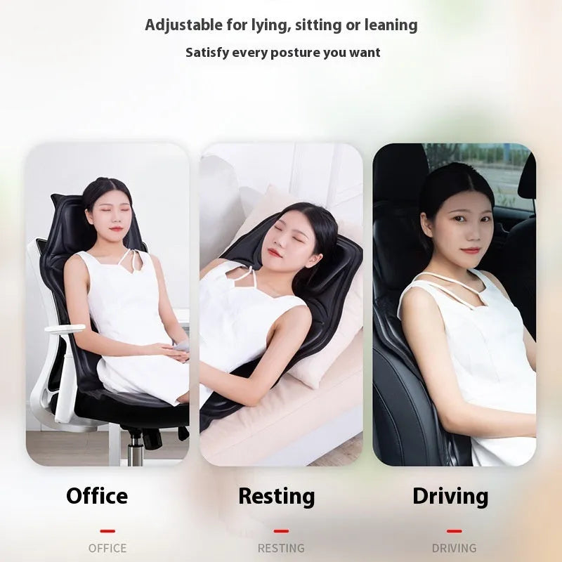 Full body multifunctional massage car mat with handheld remote control, artificial leather fabric, hot compress feature