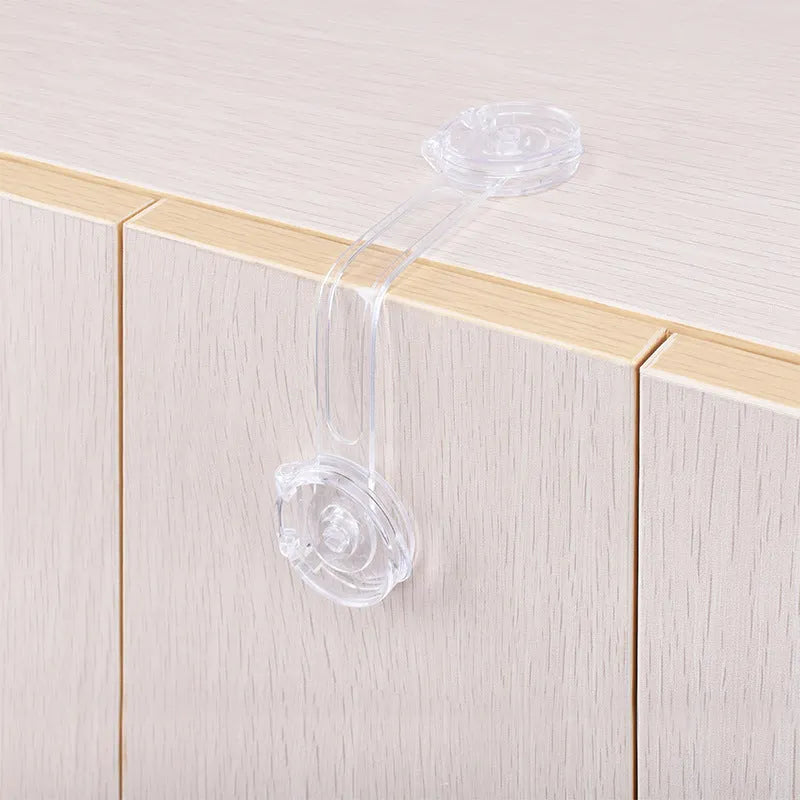 Transparent circular anti pinch child safety lock on a door handle