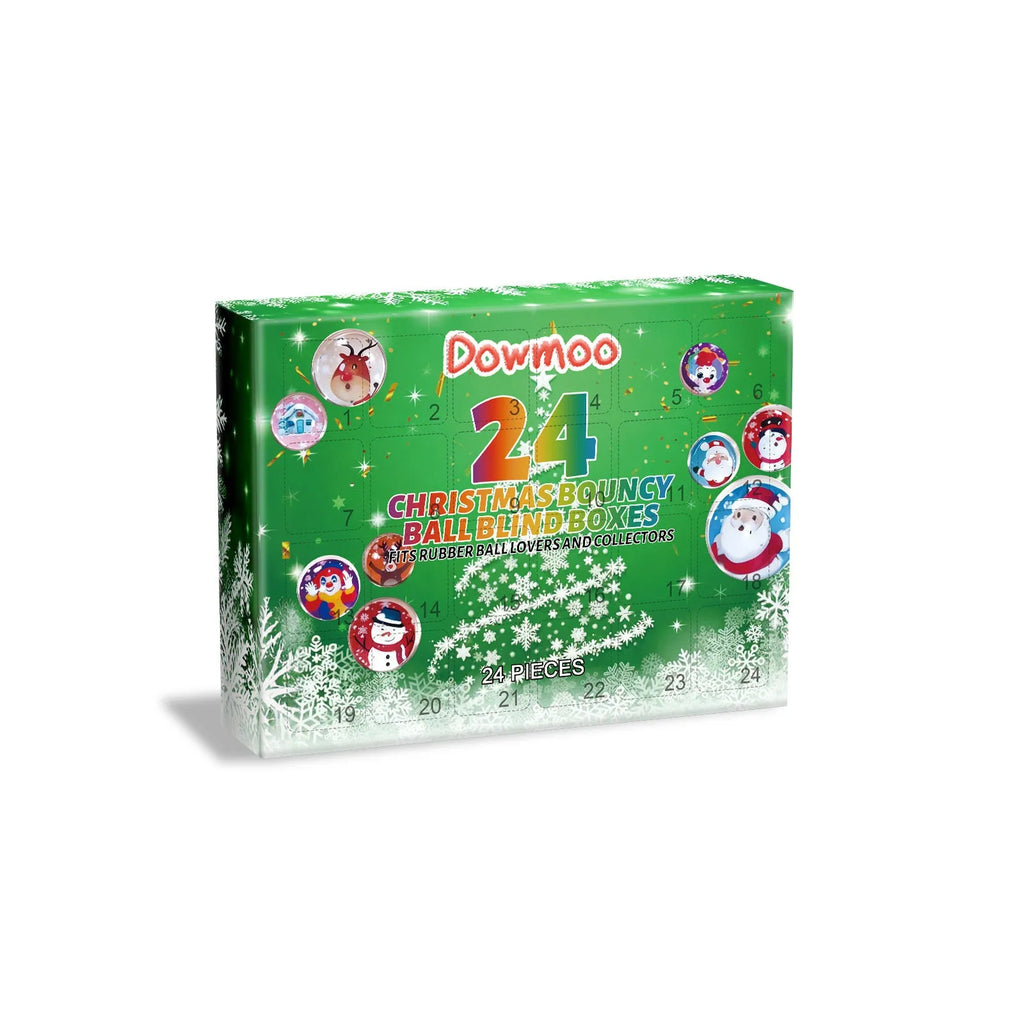 24-grid Christmas elastic ball blind box with rubber balls in assorted colours, party favour toy