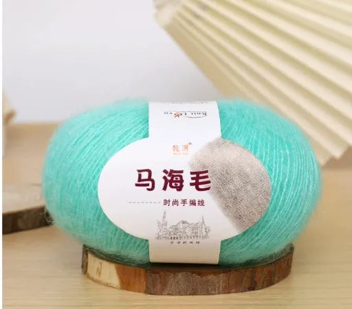 Mohair wool ball for DIY hand-woven scarf kit in one of 34 available colours