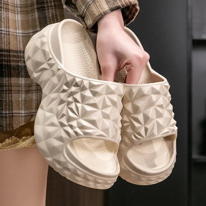 Women's Eva high heel slippers with thick sole in khaki, black or white colour options