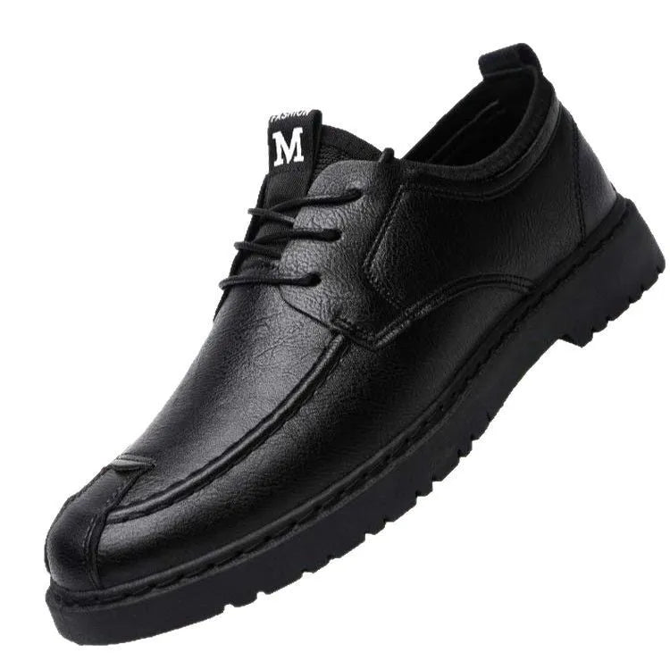 Men's casual lace-up low top shoes in brown and black with artificial PU upper and round toe