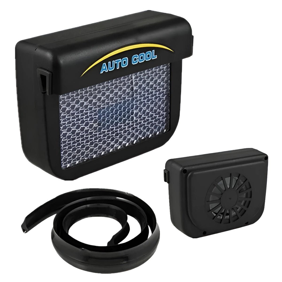 Solar powered car exhaust fan with ABS construction and 0.3W solar panel for window placement