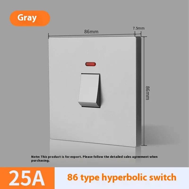 High-current double-break electrical switch with light panel in white finish, showing terminals.