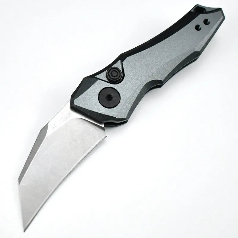 Outdoor folding pocket knife showing compact 150mm length and available in black, grey, or green colours