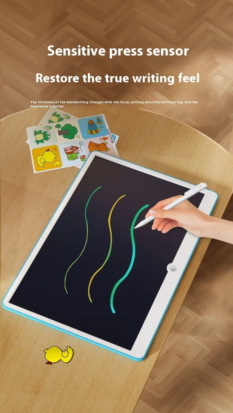 19-inch LCD rechargeable children's drawing board with magnetic pen in blue and white colour
