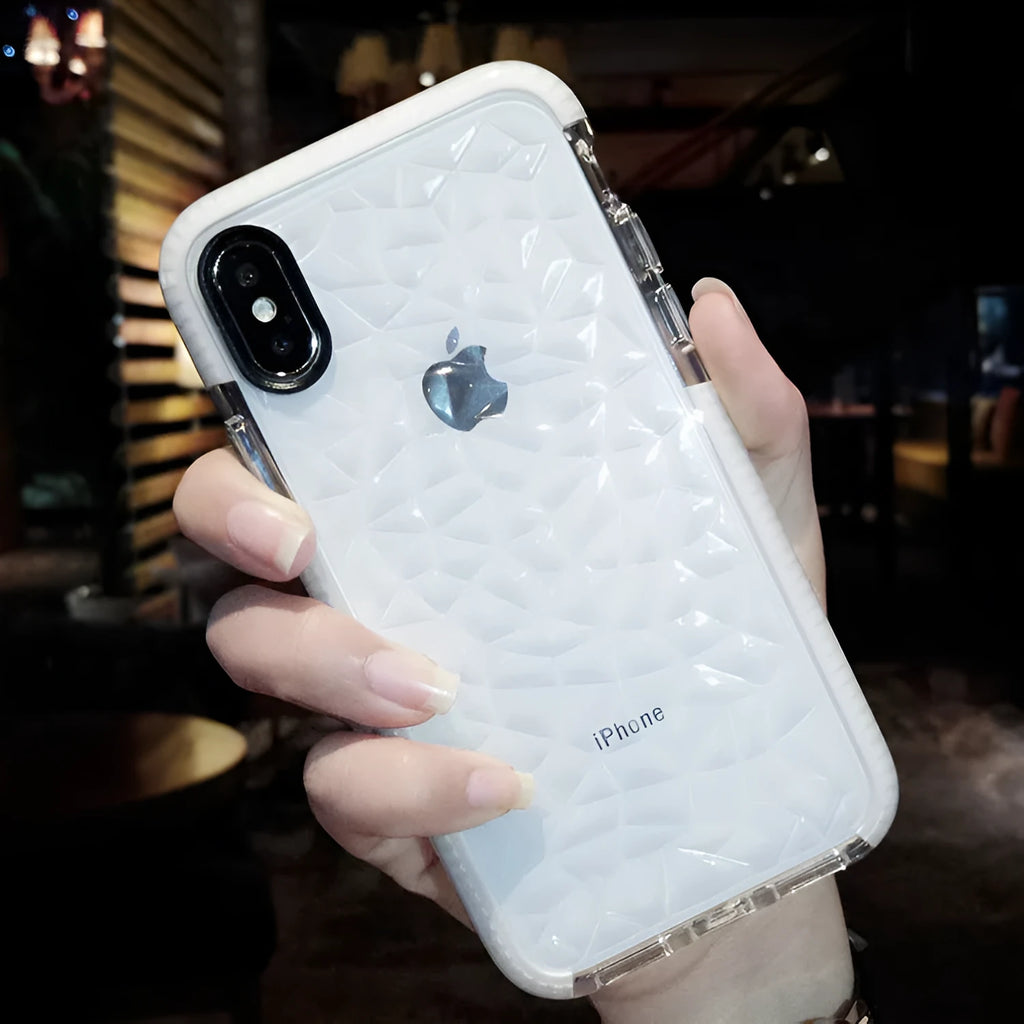Simple striped TPU iPhone phone case shown in pink, white, and black border colour options