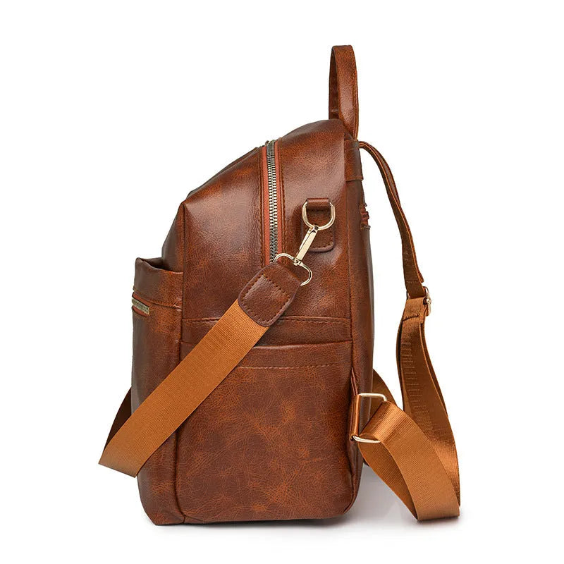 PU backpack large capacity square vertical shape telescopic handle available in gray black brown coffee