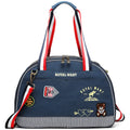 Blue Japanese style denim pet diaper bag with cartoon pattern, 43x20x30cm dimensions