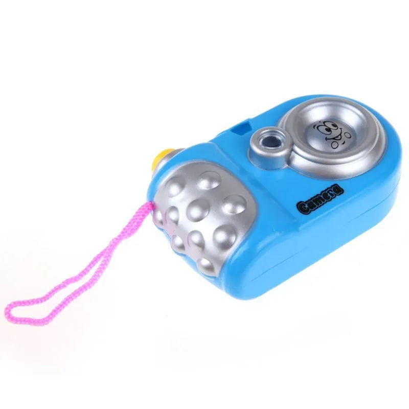 Kids plastic projection camera toy showing animal images with sliding lens cover