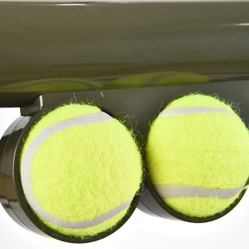 Black automatic tennis ball launcher for dogs with ABS plastic construction