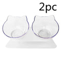 Transparent PC 15 degree adjustable cat bowl with ABS base on floor