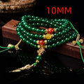 Handmade multi-strand bracelet made with round green agate beads from Brazil
